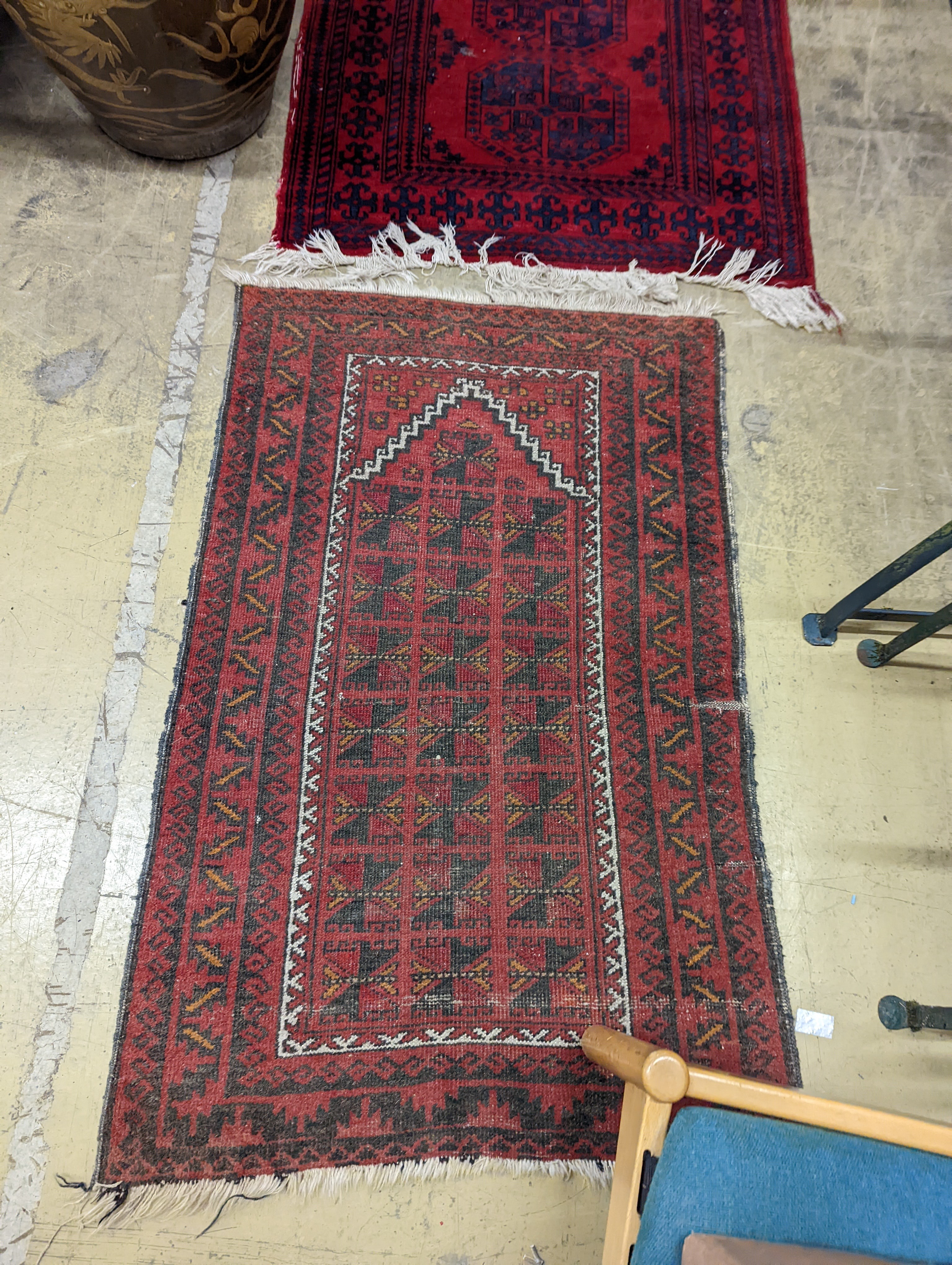 Three Bokhara rugs, largest 134 x 99cm